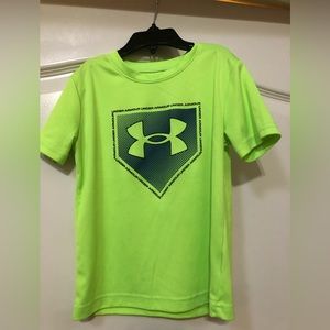Neon green/yellow boys Under Armour jersey t-shirt